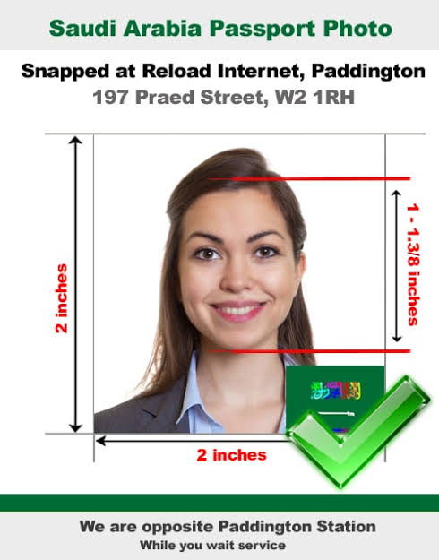 Acceptable Saudi eVisa passport photo with correct white background and facial positioning